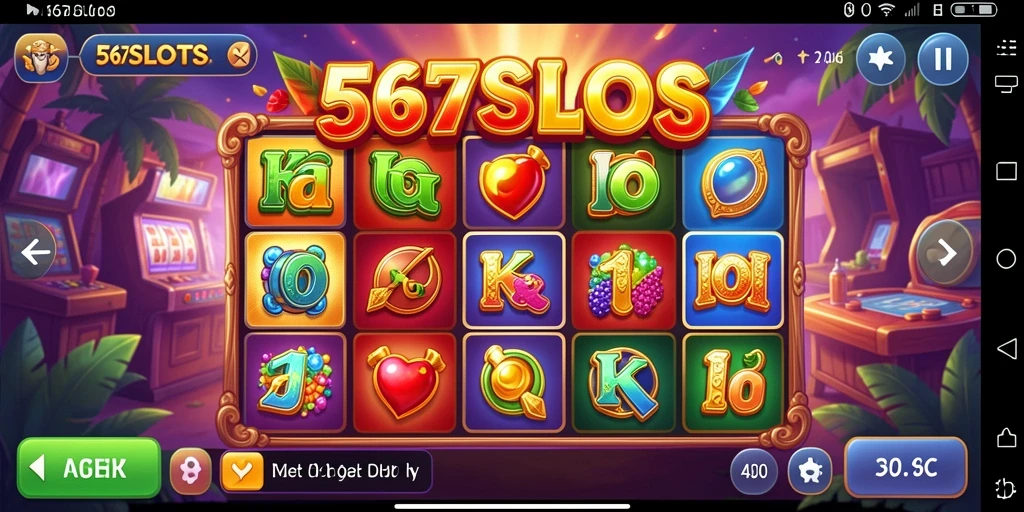Screenshot 567SLOTS menampilkan petualangan slot yang mendebarkan.