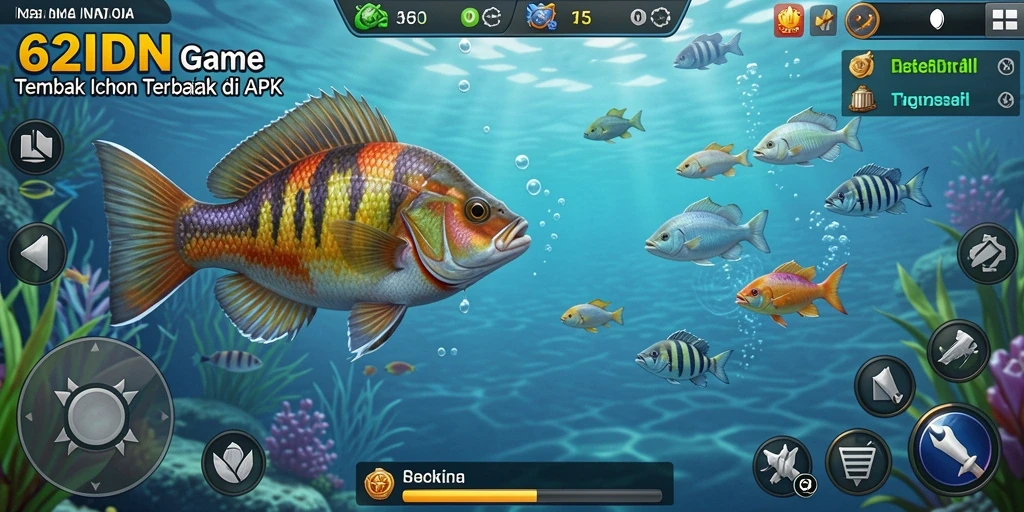 Gameplay mendebarkan saat menembak ikan di 62IDN.