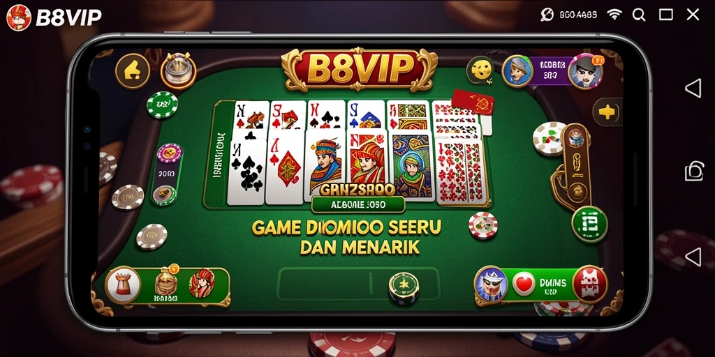 Tampilan gameplay seru di B8VIP yang penuh aksi Domino.