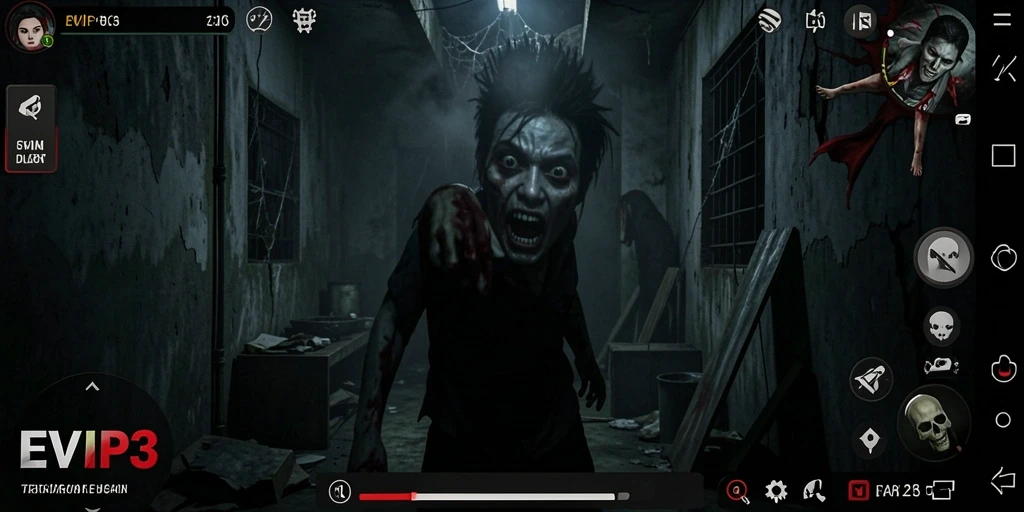 Tampilan menyeramkan gameplay EVIP3 yang mencekam.