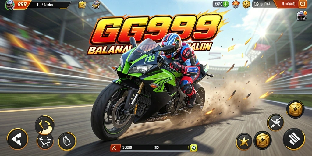 Gameplay GG999 yang mendebarkan dalam balapan motor.