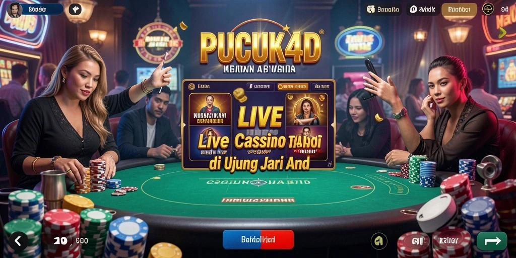 Screenshot gameplay PUCUK4D menampilkan dealer langsung dan permainan kasino yang seru.