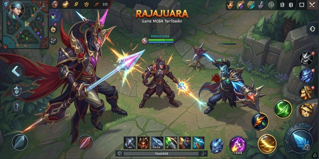 Screenshot gameplay RAJAJUARA menunjukkan aksi pertempuran mendebarkan di arena.