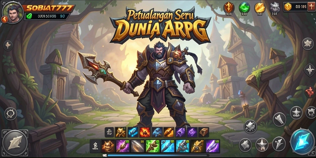 Screenshot SOBAT777 menampilkan pertarungan epik karakter dalam dunia ARPG.