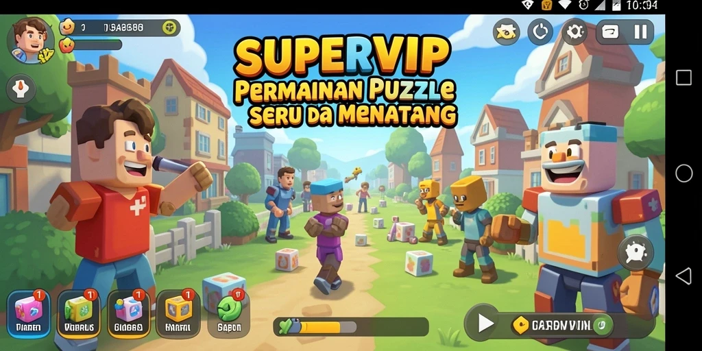 Tangkapan layar SUPERVIP menunjukkan gameplay Puzzle yang seru dan menantang.