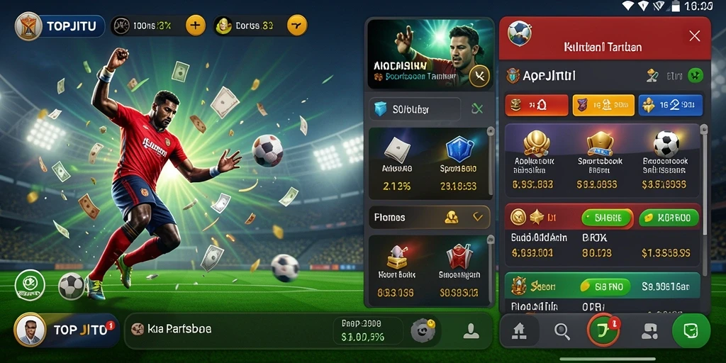 Tampilan gameplay menarik dari aplikasi Sportsbook TOPJITU.
