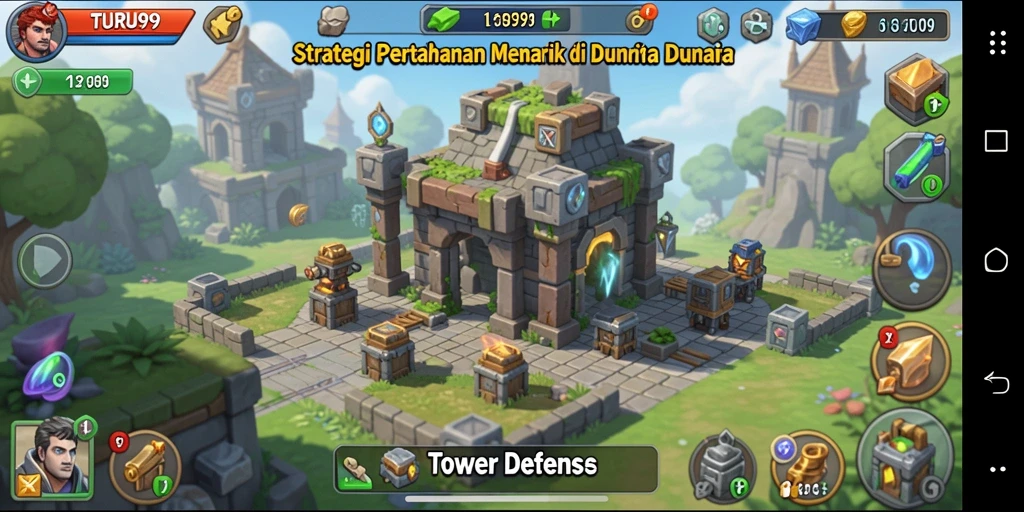 Tampilan indah dari gameplay TURU99 Tower Defense yang menantang.